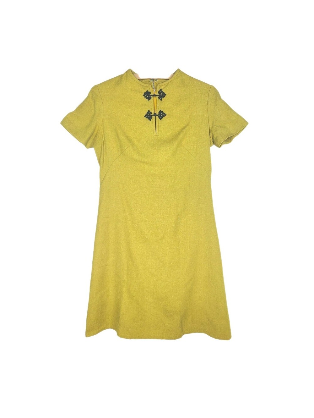 Vintage 1960s Lime Wool Dress Chartreuse Heather Mini Dress Lined Small Medium